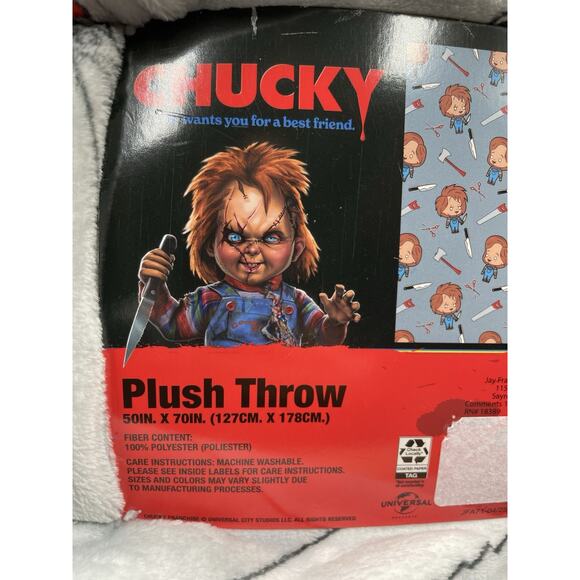 NEW Chucky Halloween Plush Throw Blanket Rare-Fast Shipping!!! - Picture 9 of 10